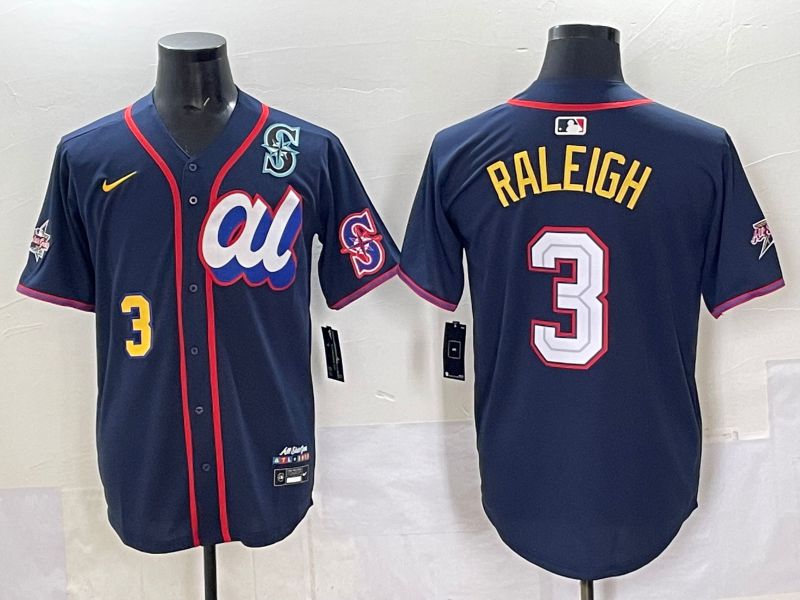 Men 2025 Seattle Mariners 3 Raleigh Drak Blue All star Nike MLB Jersey style 09